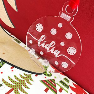 Bola Navidad Metacrilato Transparente Cristal Grabada Personalizada