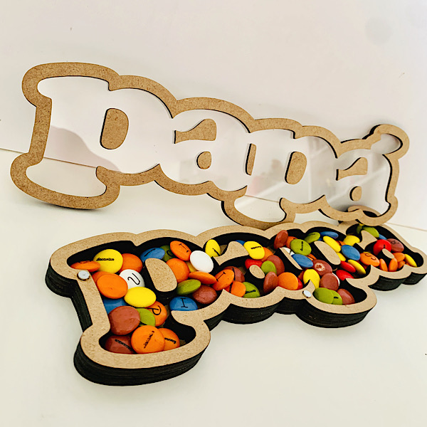 Papá 3D con grajeas de chocolate