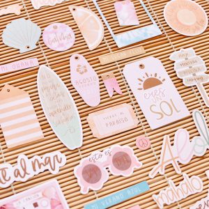 Die cuts palabras con foil Rose gold Aloha de Mintopía